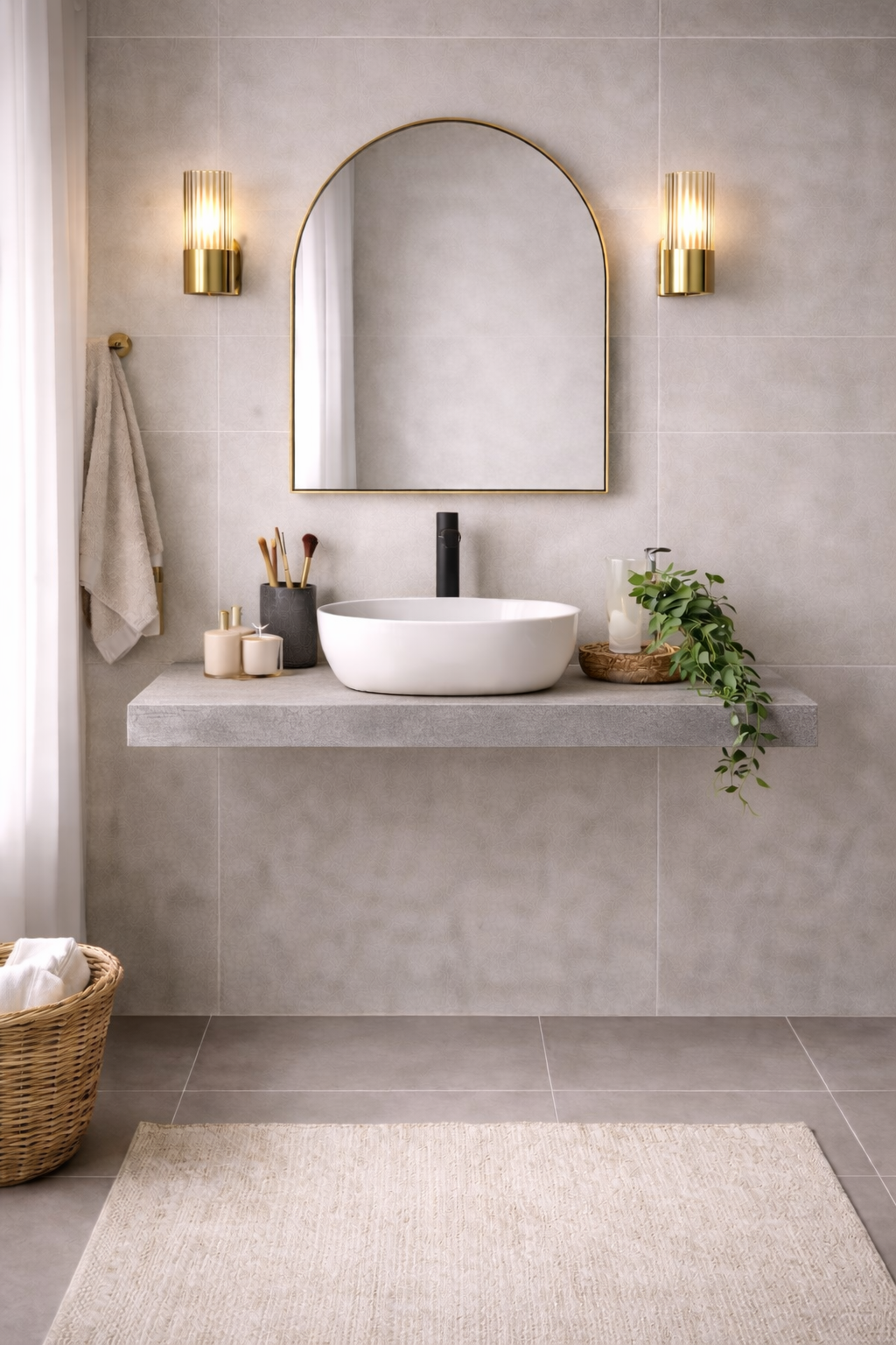 Mensola per lavabo da appoggio Cubi&Co linea Isla in nobilitato - Effetto legno 25