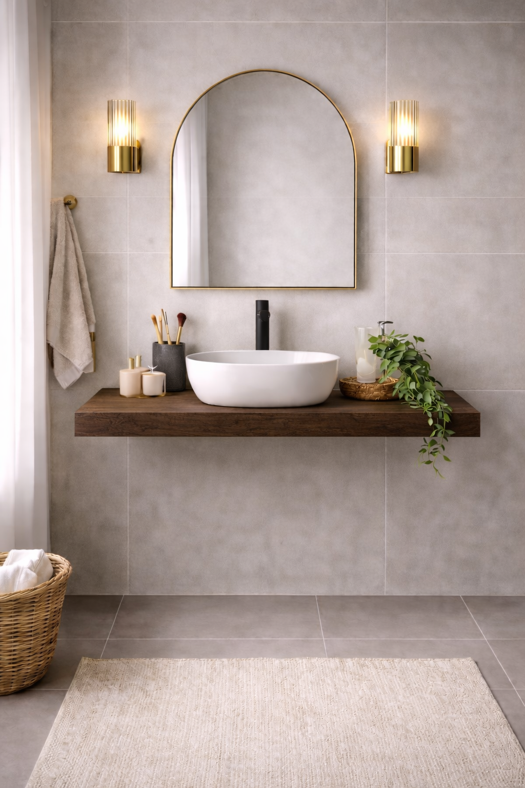 Mensola per lavabo da appoggio Cubi&Co linea Isla in nobilitato - Effetto legno 26