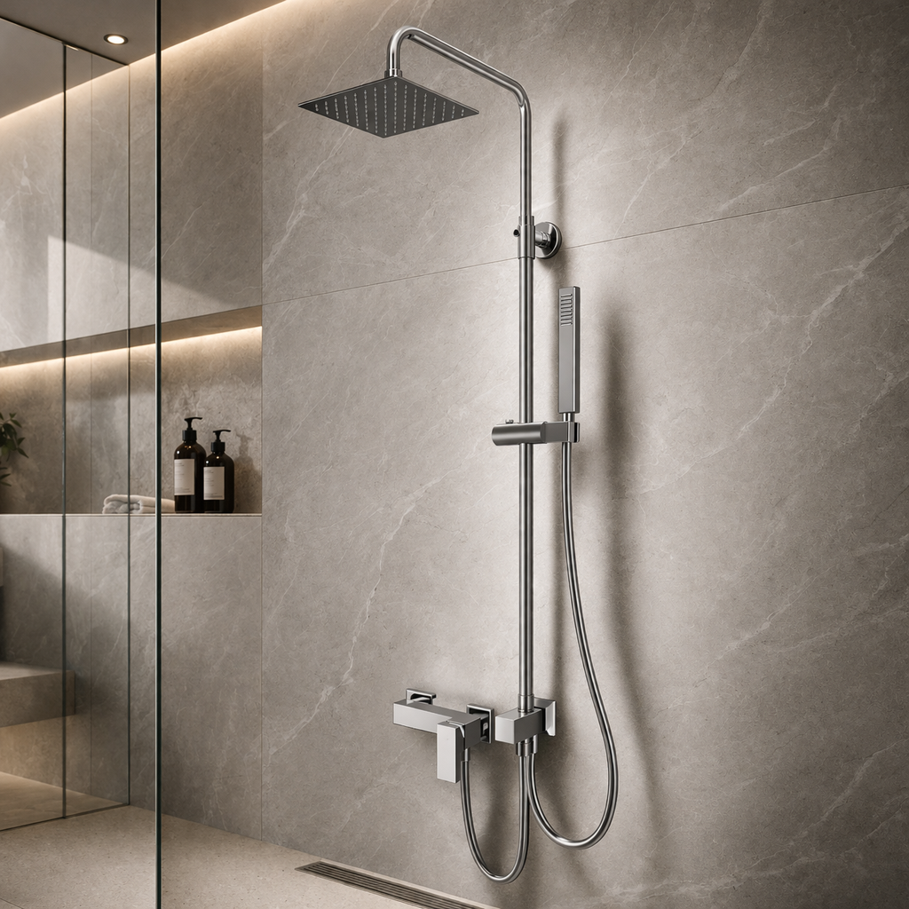 Colonna doccia Evy DocciaGo in acciaio con soffione 20 cm e doccetta