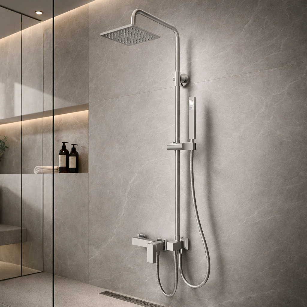 Colonna doccia Evy DocciaGo in acciaio con soffione 20 cm e doccetta 2