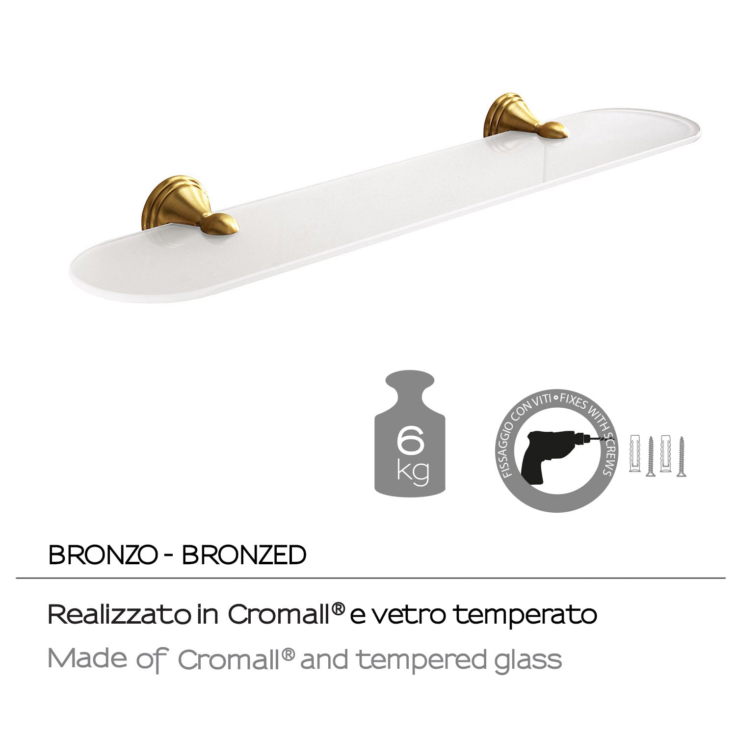  Mensola 60 cm a parete di Gedy serie Romance - Bronzo