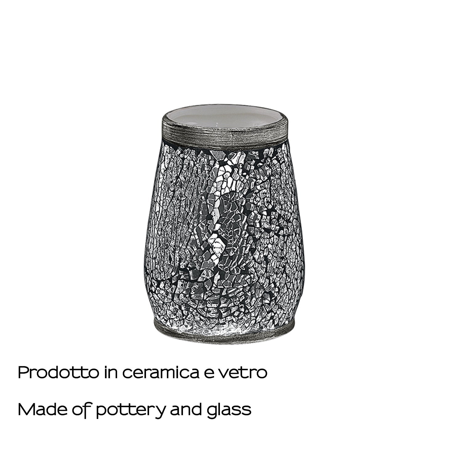  Portaspazzolini in ceramica e vetro di Gedy serie Myosotis - Argento