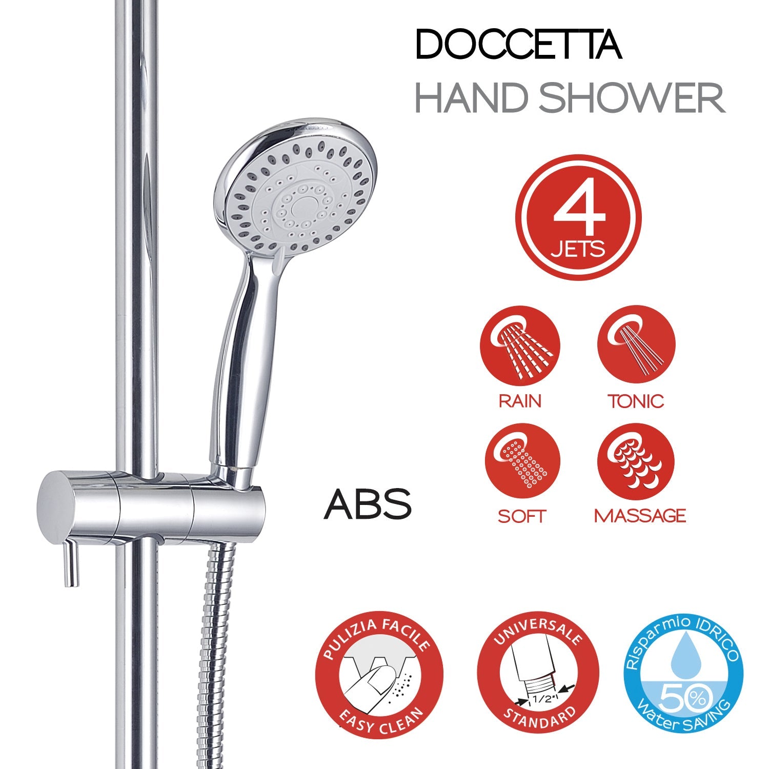  Colonna doccia con miscelatore a 4 getti e soffione modello Star Plus 00 di Gedy - Cromato by CeramicStore | Lo specialista del tuo bagno