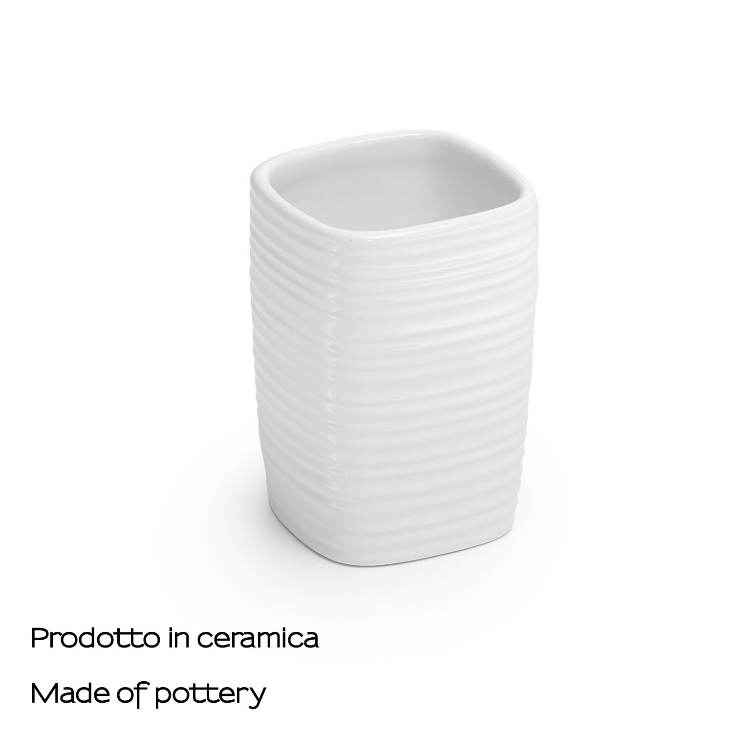  Portaspazzolini in ceramica Gedy serie Kelly - Bianco