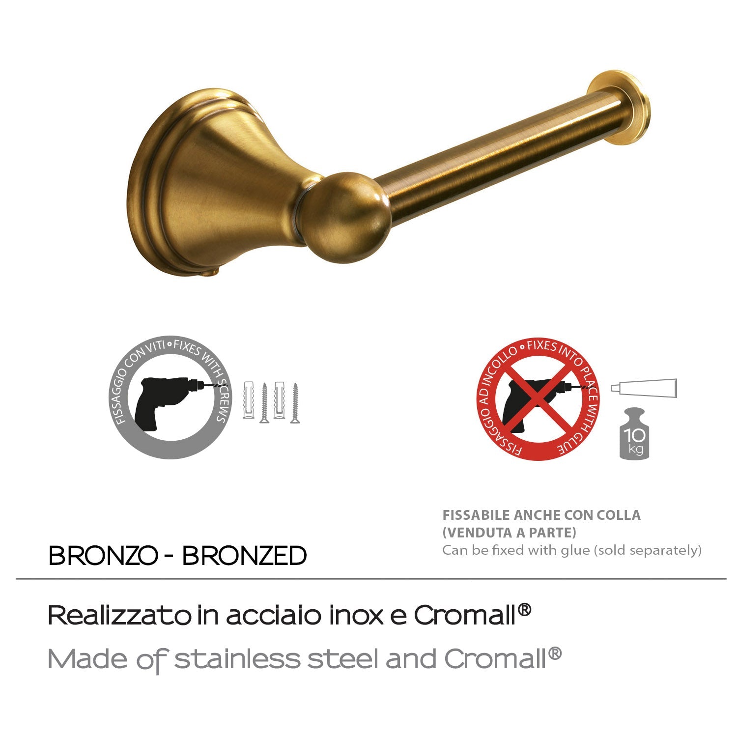  Portarotolo a parete di Gedy serie Romance - Bronzo