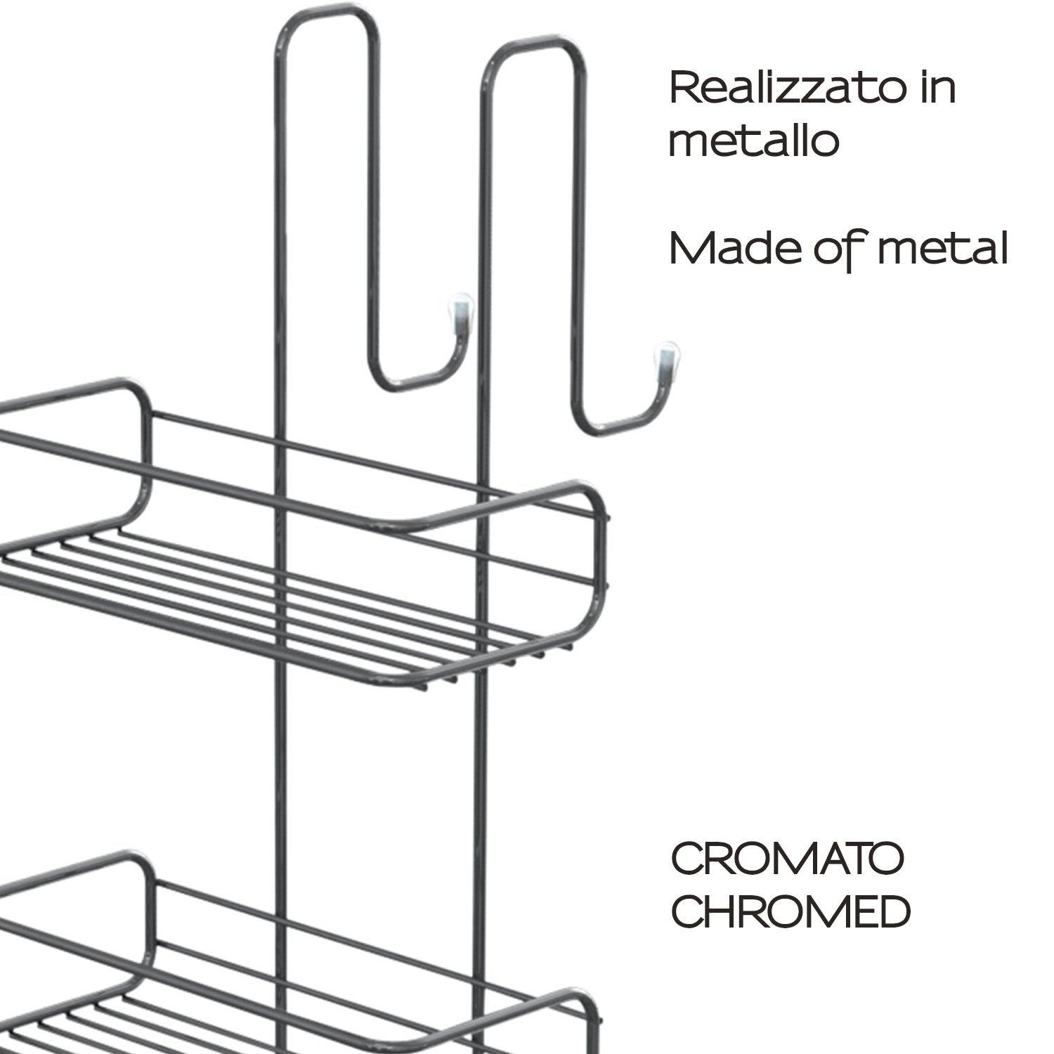  Portaoggetti doccia rettangolare a 3 piani Gedy modello Tito - Cromato by CeramicStore | Lo specialista del tuo bagno