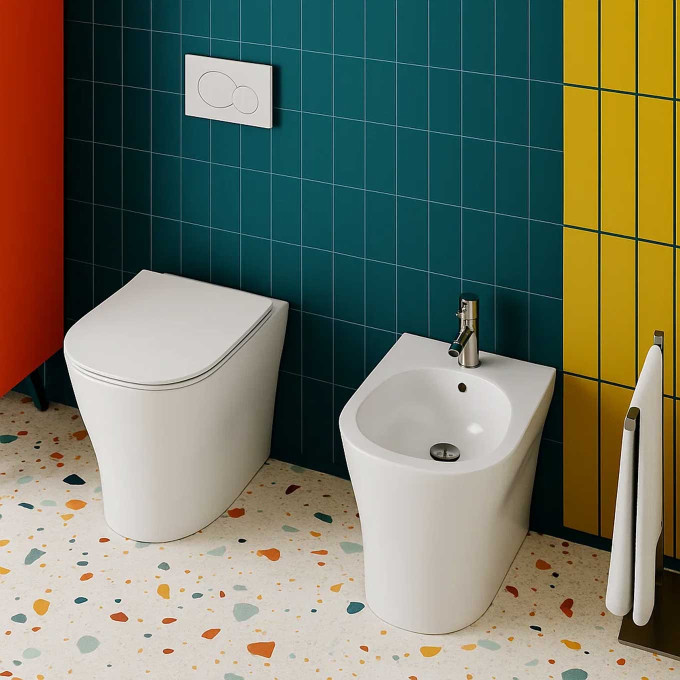 Sanitari filomuro con copriwater soft close BathCore serie Eira - Bianco lucido 5