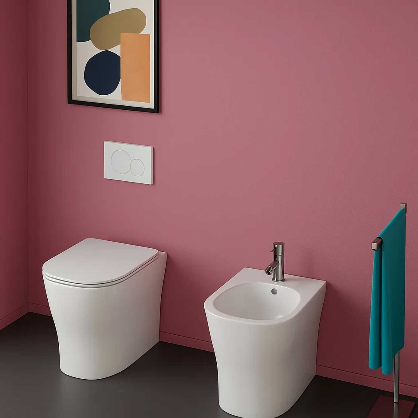  Sanitari filomuro con copriwater soft close BathCore serie Eira L 36 x P 53 cm â€“ Bianco lucido