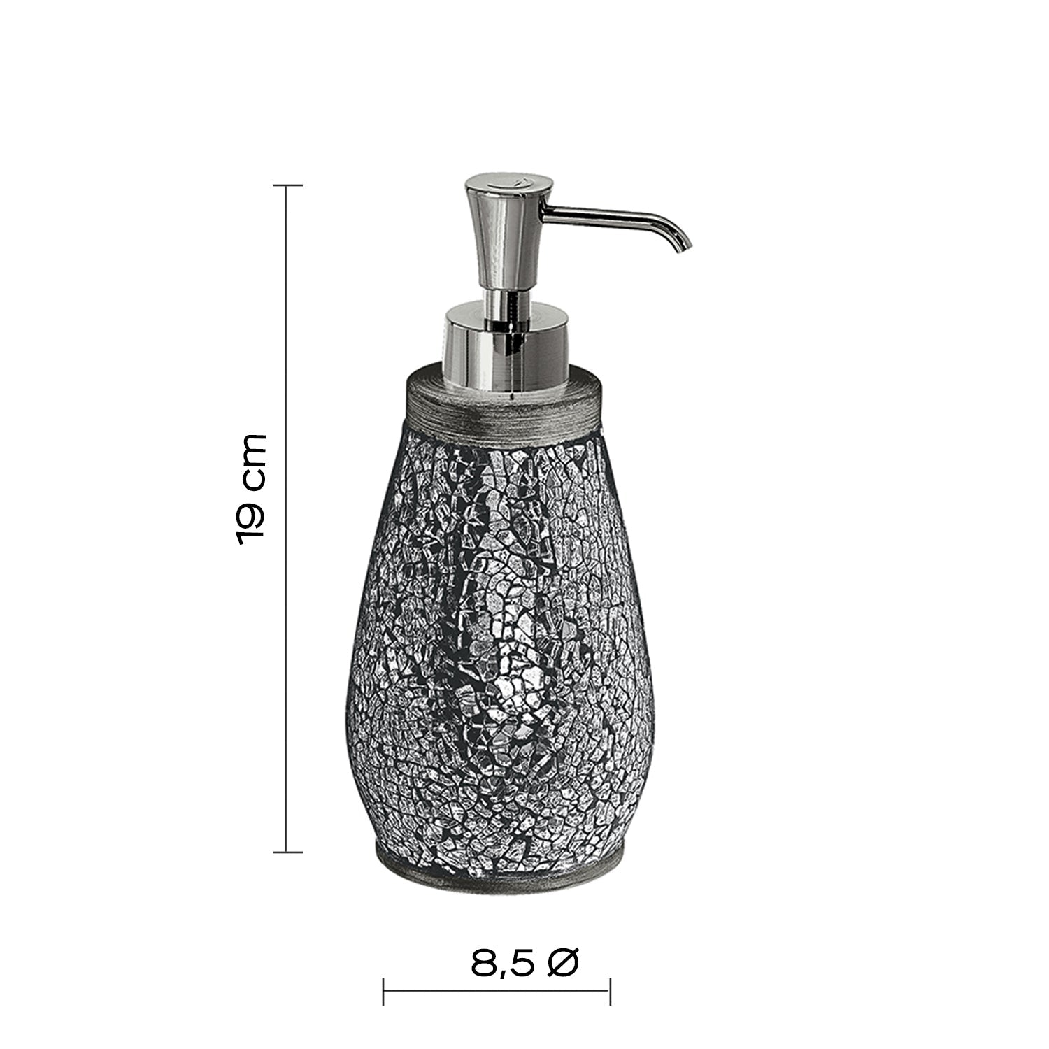  Dosasapone in ceramica e vetro con erogatore in plastica Gedy serie Myosotis - Argento