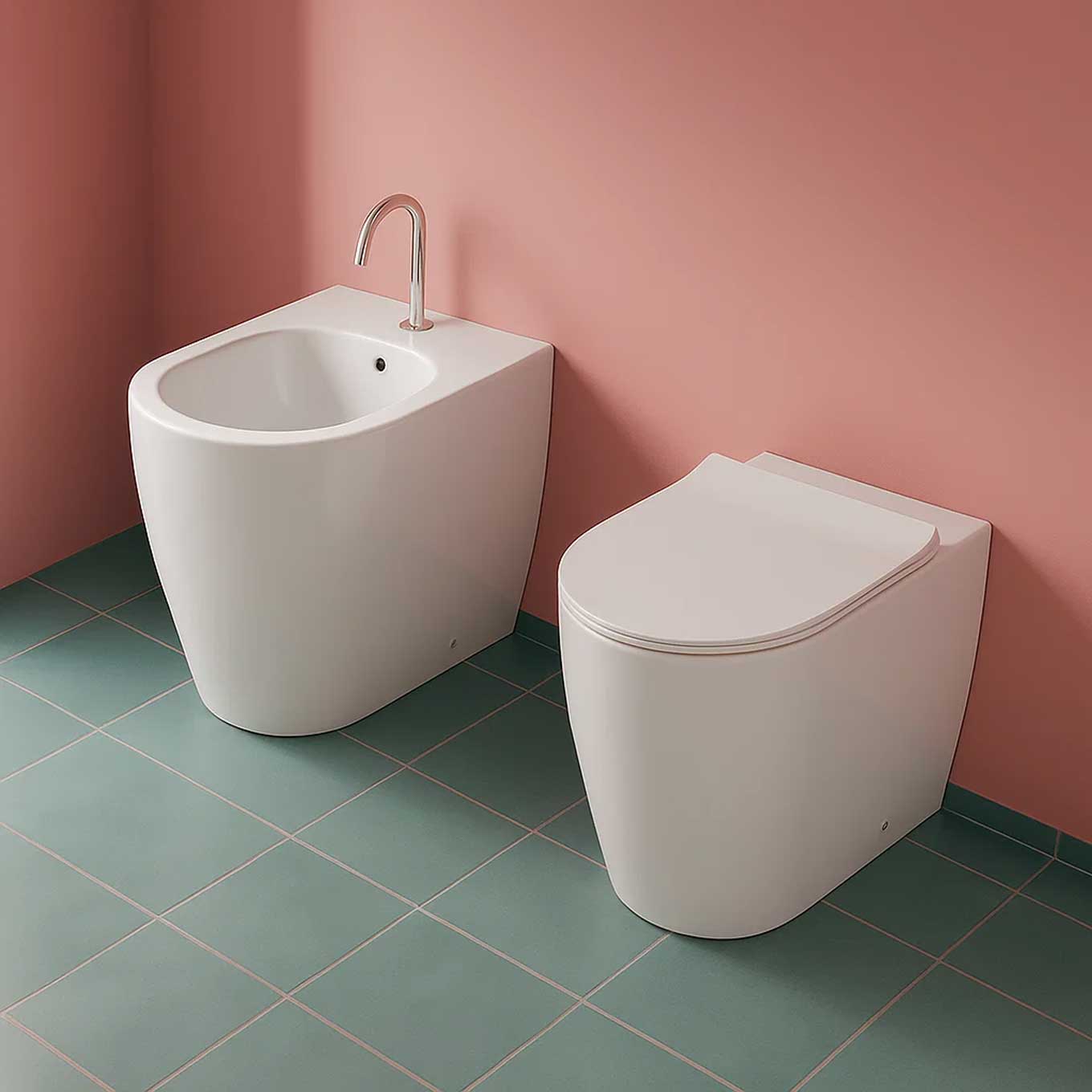  Sanitari senza Brida Filo muro Falerii  Foglia Medium wc bidet sedile softclose