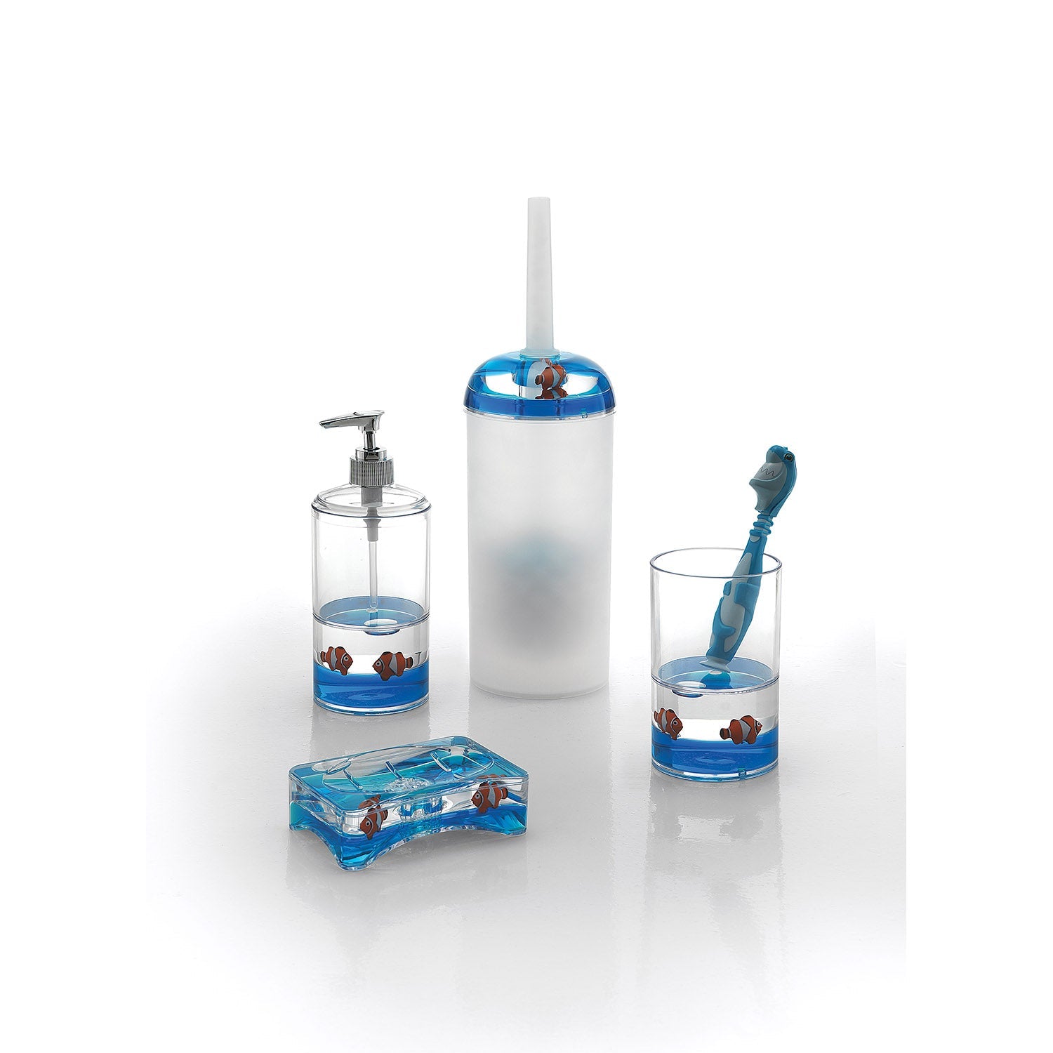  Scopino da appoggio con ciuffo in setole Gedy serie Pyxis - Bianco/Blu by CeramicStore | Lo specialista del tuo bagno