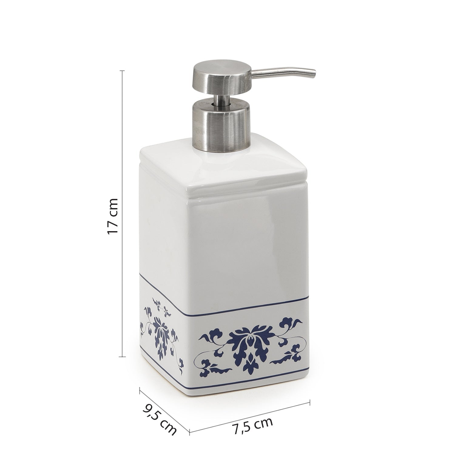  Dispenser sapone in porcellana Gedy serie Cixi - Bianco/Blu
