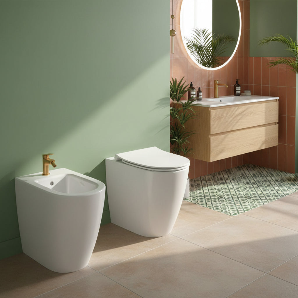 Sanitari Ideal Standard i.life O con scarico traslato fino a 32 cm con sedile soft close slim 4