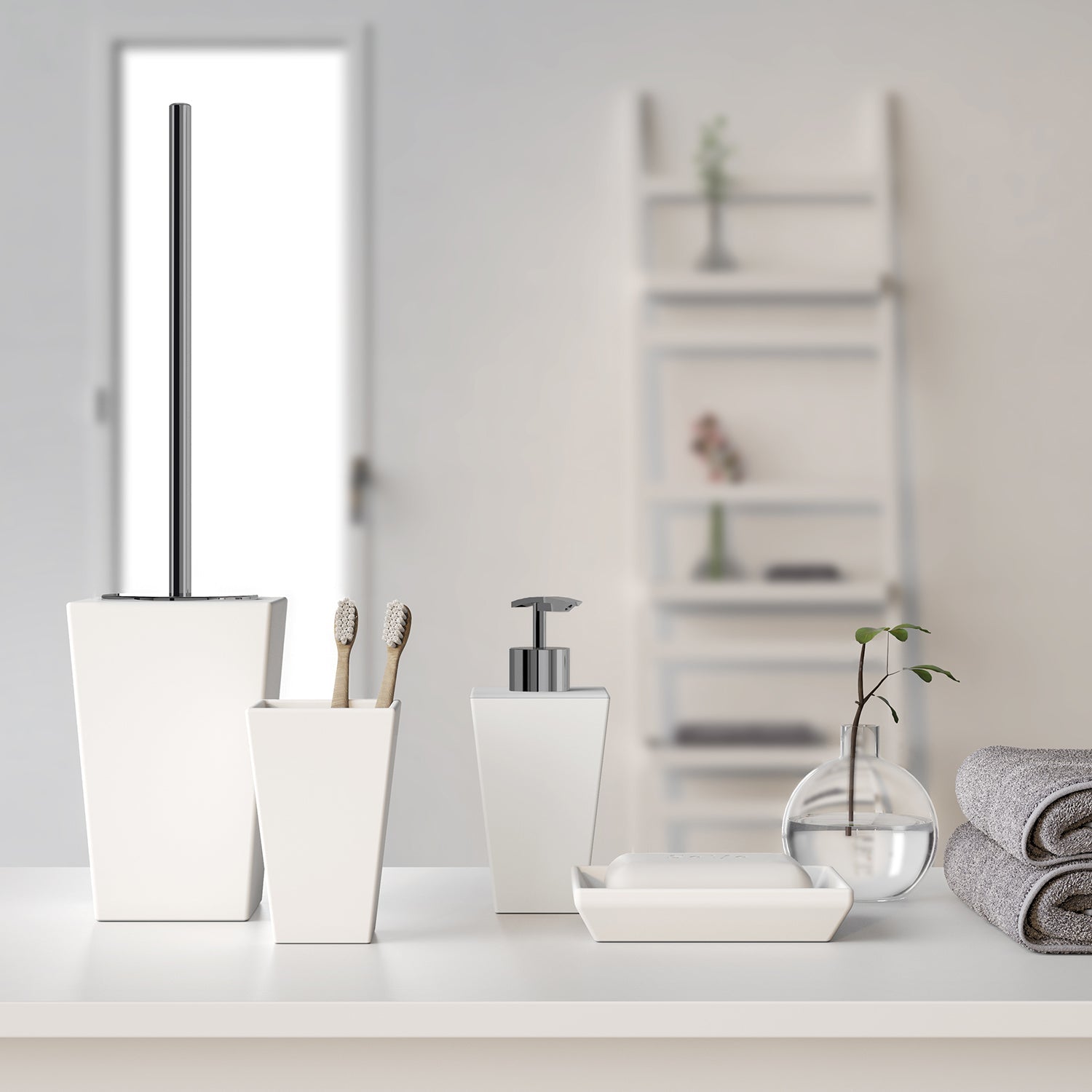  Portaspazzolini in ceramica Gedy serie Karima - Bianco