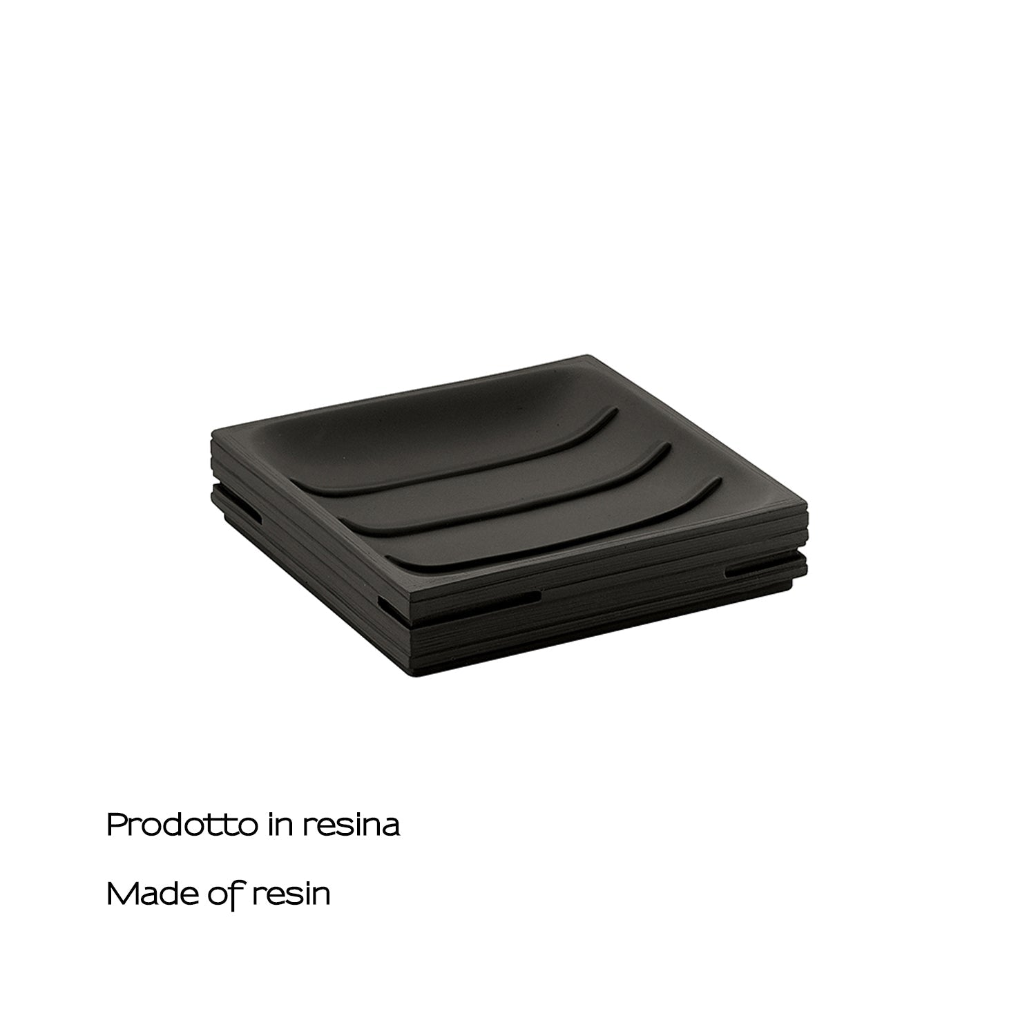  Portasapone da appoggio in resina di Gedy serie Quadrotto - Nero