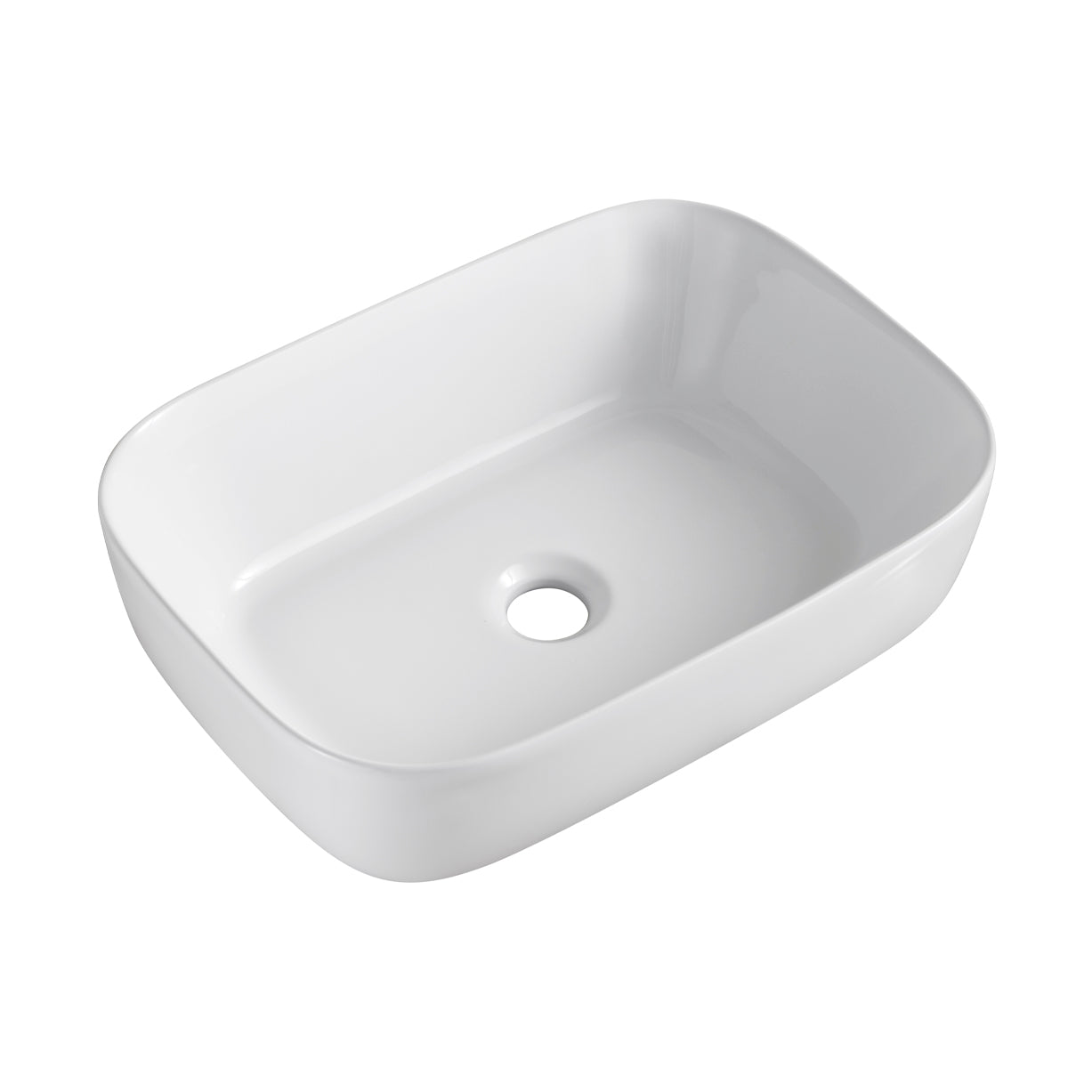 Lavabo da appoggio 45,5x33 cm con angoli arrotondati bianco lucido BathCore