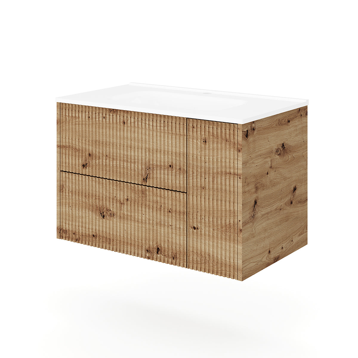 Mobile bagno sospeso cannettato Cubi&Co serie Riva con lavabo in ceramica – varie finiture 9