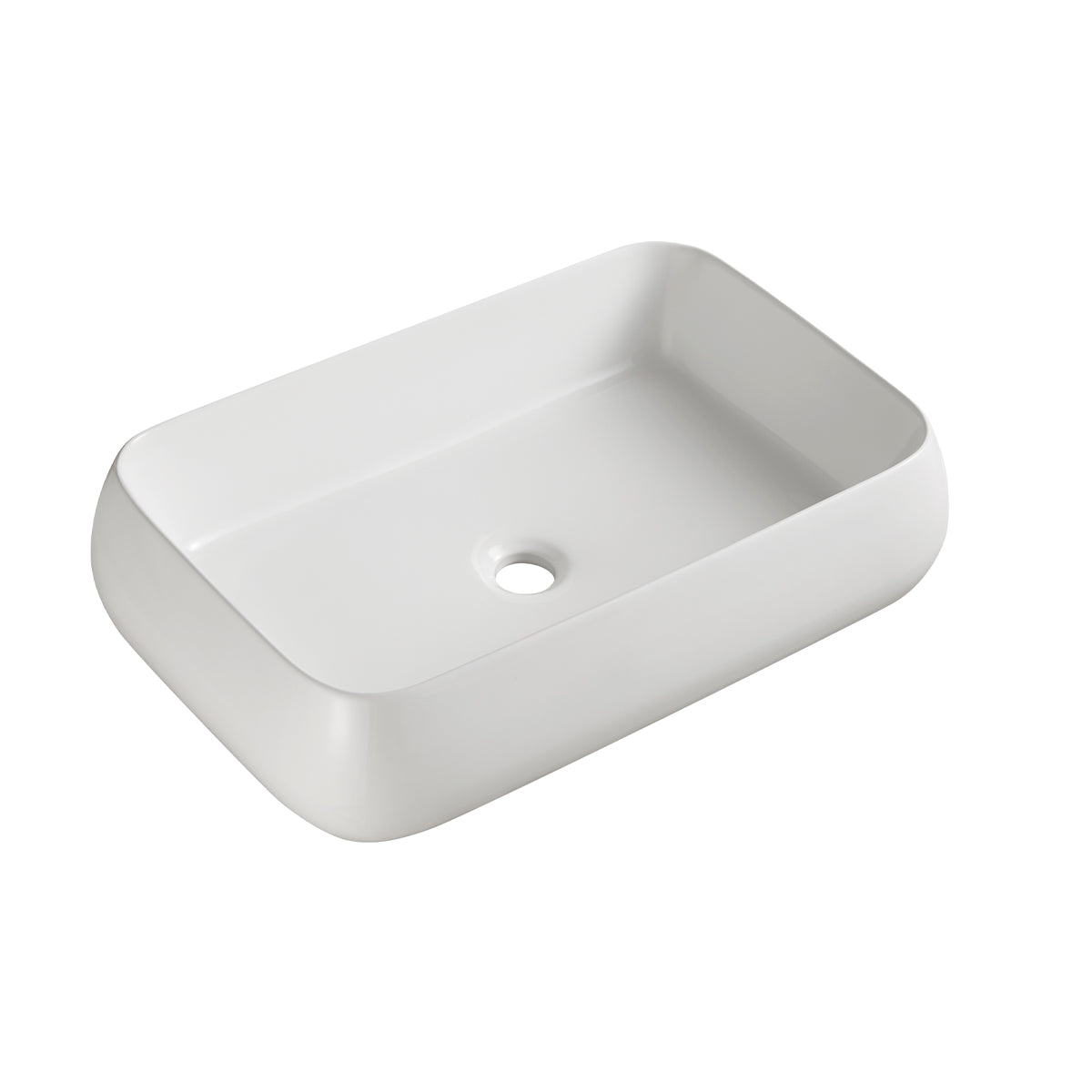 Lavabo da appoggio 60x40 cm arrotondato in ceramica bianco lucido BathCore