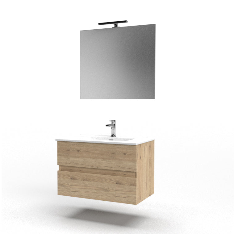 Composizione bagno sospesa Cubi&Co serie Block con doppio cassetto, lavabo e specchio LED - varie finiture 6