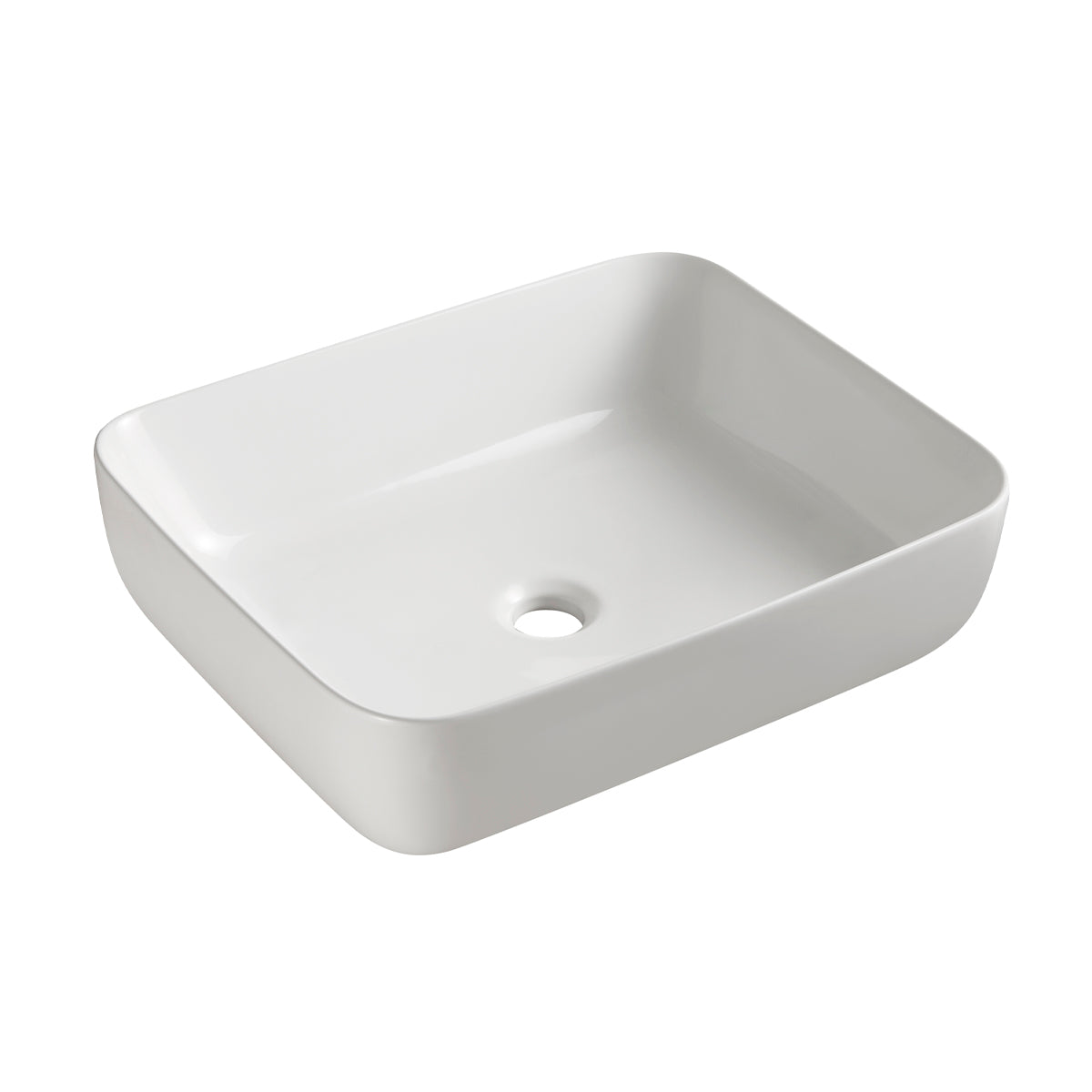 Lavabo da appoggio 51x40 cm squadrato in ceramica bianco lucido BathCore