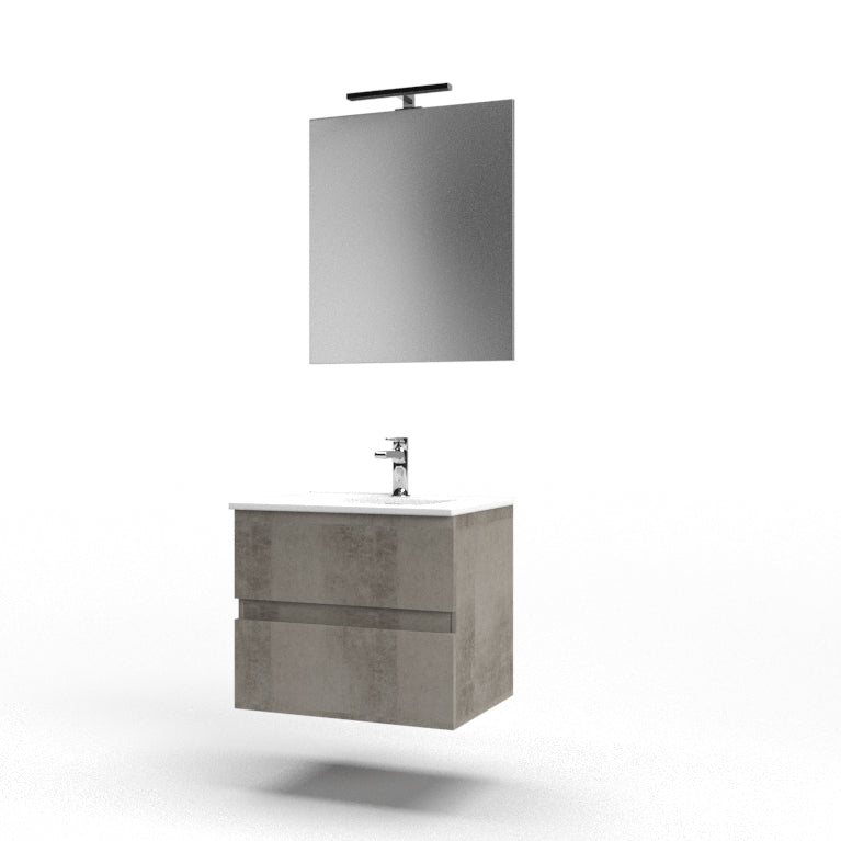 Composizione bagno sospesa Cubi&Co serie Block con doppio cassetto, lavabo e specchio LED - varie finiture 8