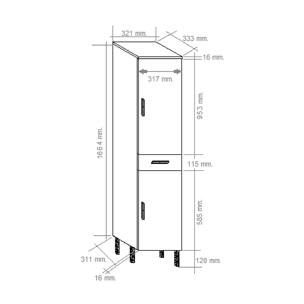 Colonna bagno Cubi&Co serie Laguna  con ante e cassetto centrale - 180x32 cm 5