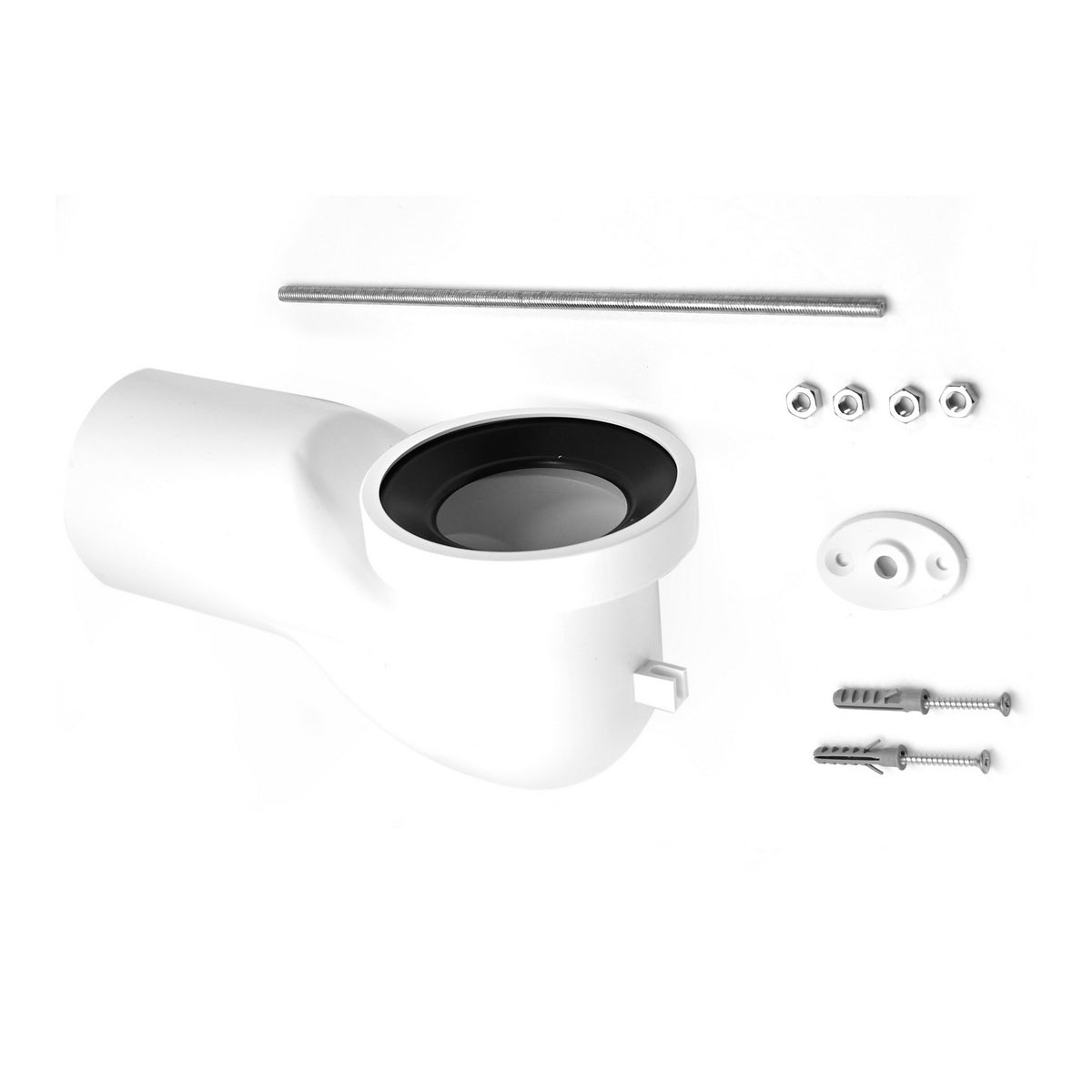 Curva tecnica WC diametro 110 con kit staffa per scarico pavimento