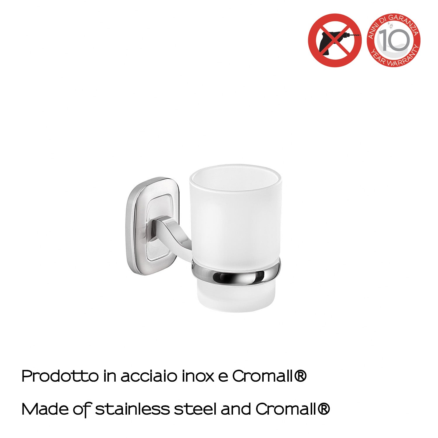  Portaspazzolini a parete di Gedy serie Everest - Cromato