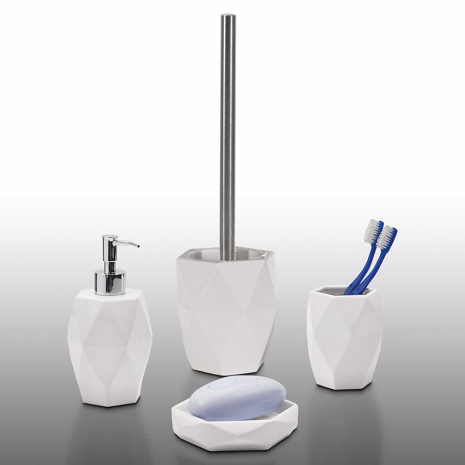  Portaspazzolini in ceramica Gedy serie Dalia - Bianco