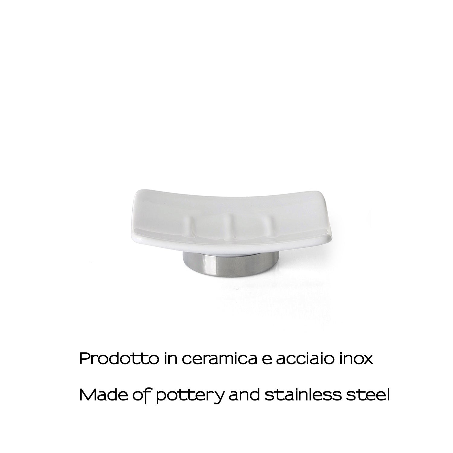  Portasapone in ceramica e Acciaio Inox Gedy serie Petunia - Bianco