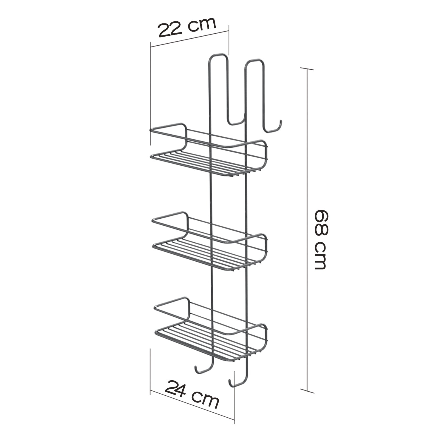  Portaoggetti doccia rettangolare a 3 piani Gedy modello Tito - Cromato by CeramicStore | Lo specialista del tuo bagno