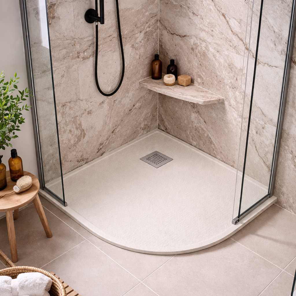 Piatto doccia angolare DocciaGo Armonia ultraflat effetto pietra