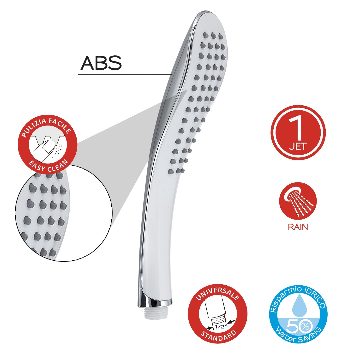  Doccetta 1 getto modello Tendence 02 di Gedy - Cromato/Bianco by CeramicStore | Lo specialista del tuo bagno