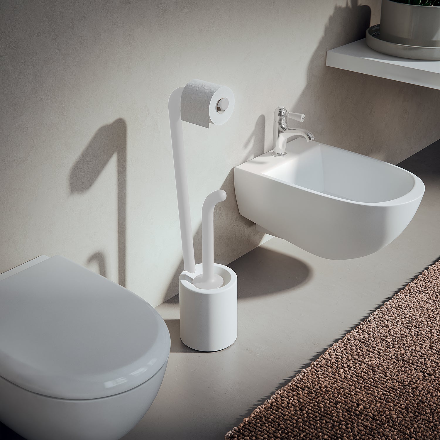  Piantana portarotolo e scopino Wc di Gedy serie Wendy - Bianco