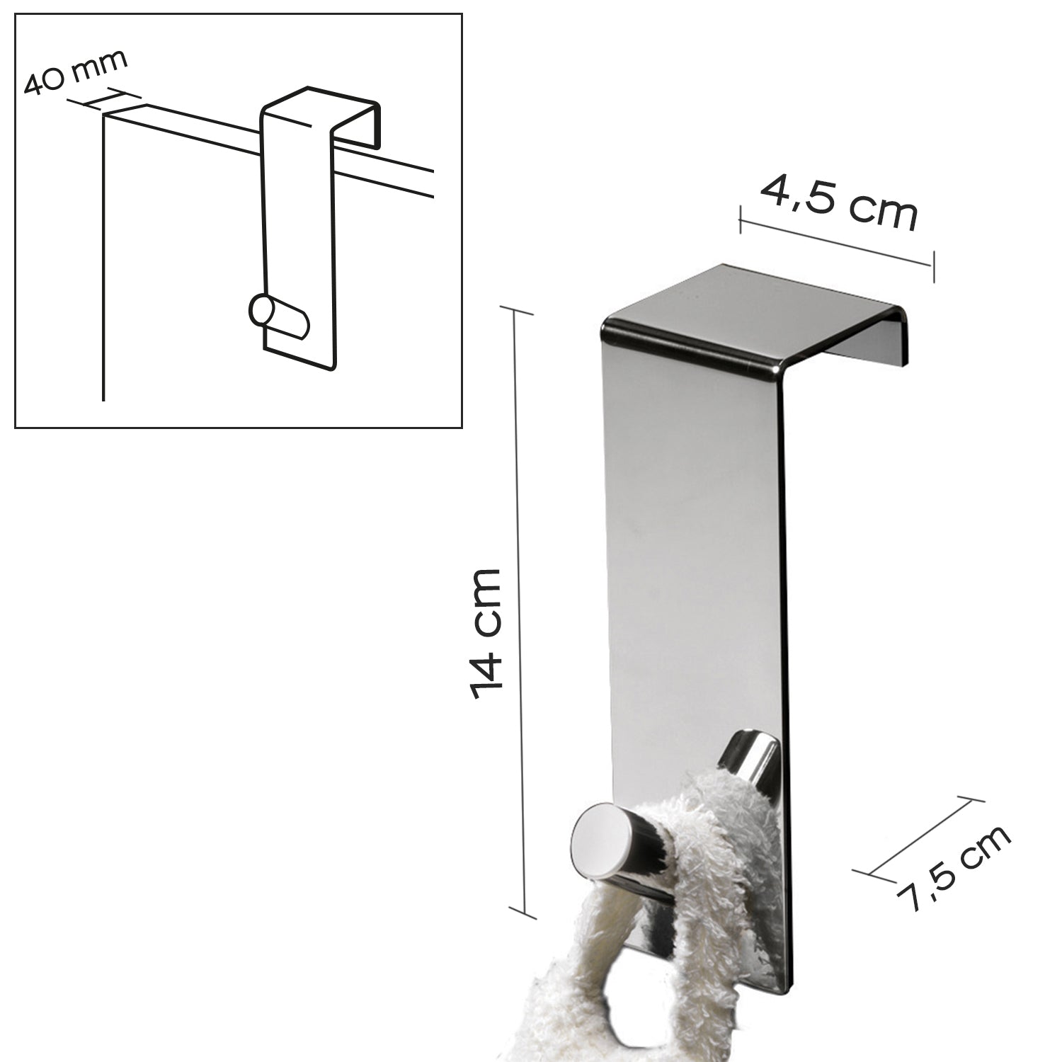  Appendiabiti Morgana singolo sopraporta da 40 mm - Cromato by CeramicStore | Lo specialista del tuo bagno