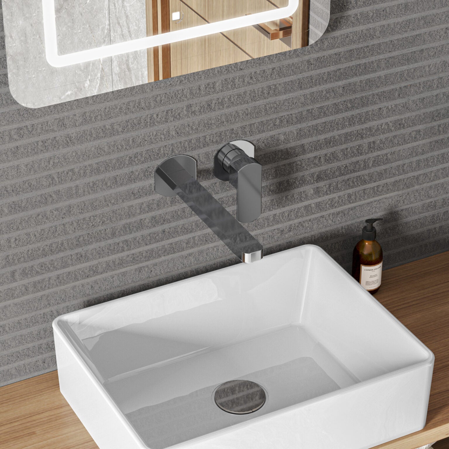 Miscelatore lavabo a muro RubiFlux serie Dema 3