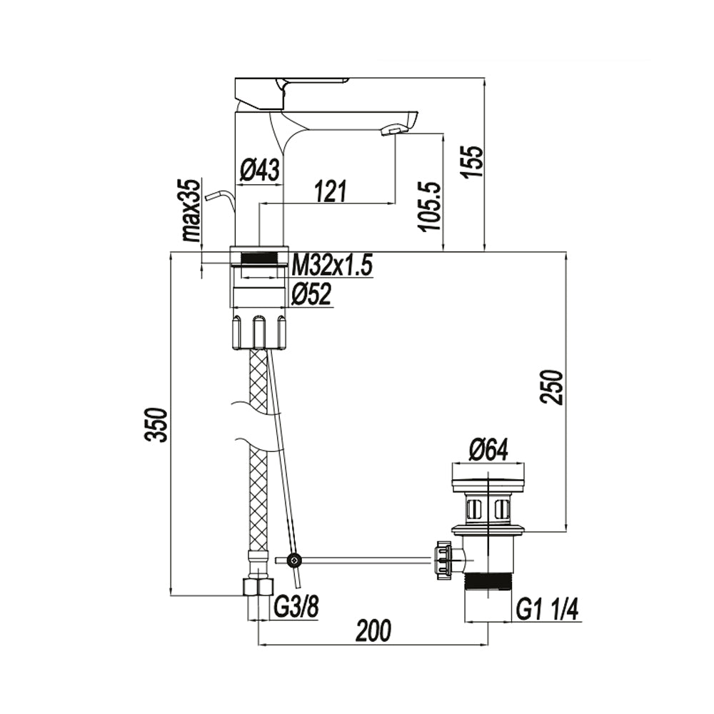 Miscelatore monocomando lavabo Rubiflux serie Zea - Cromo 3