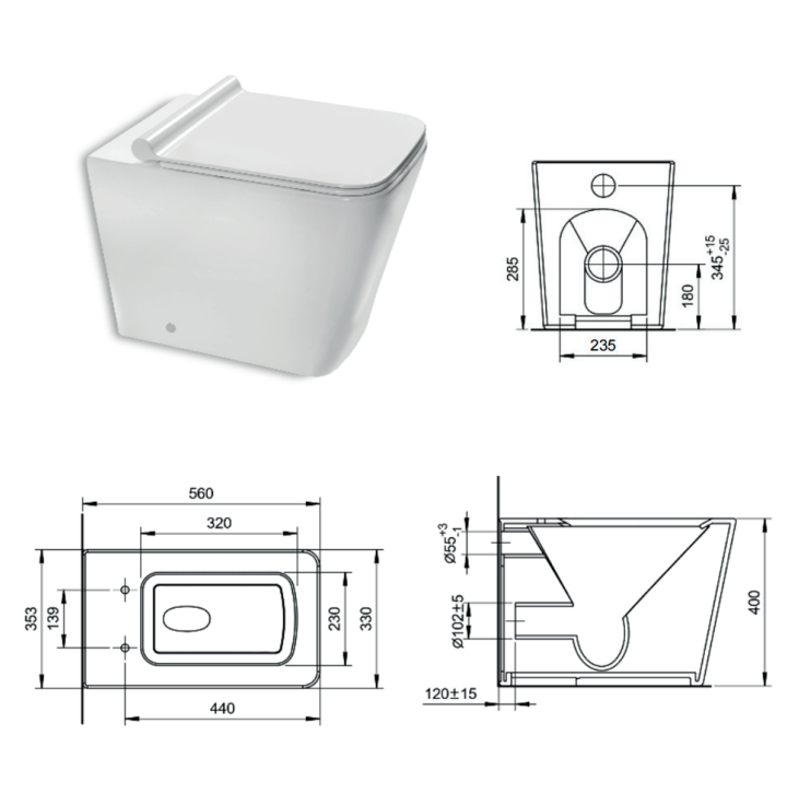 Coppia Sanitari Filo Muro Pluma - Evo Vaso a terra+ bidet a terra+ copriwater 4