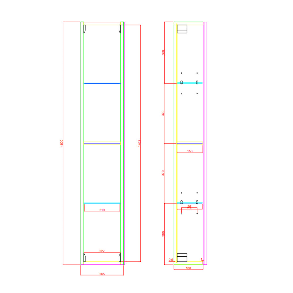 Colonna bagno sospesa cannettata Cubi&Co serie Stick - 150 cm 7
