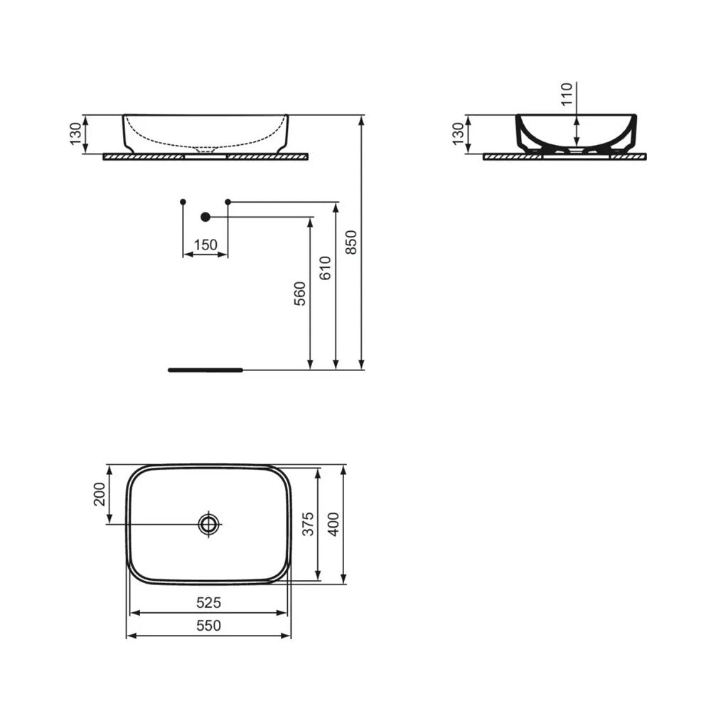 Lavabo da appoggio rettangolare Ideal Standard i.life B  55x40 cm - Bianco lucido 4