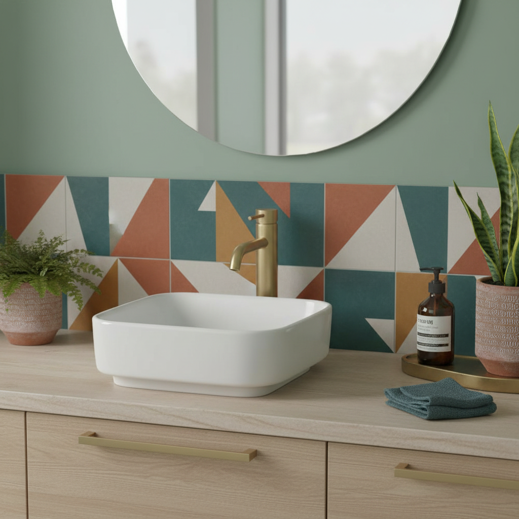 Lavabo da appoggio rettangolare Ideal Standard i.life B  38x38 cm - Bianco lucido