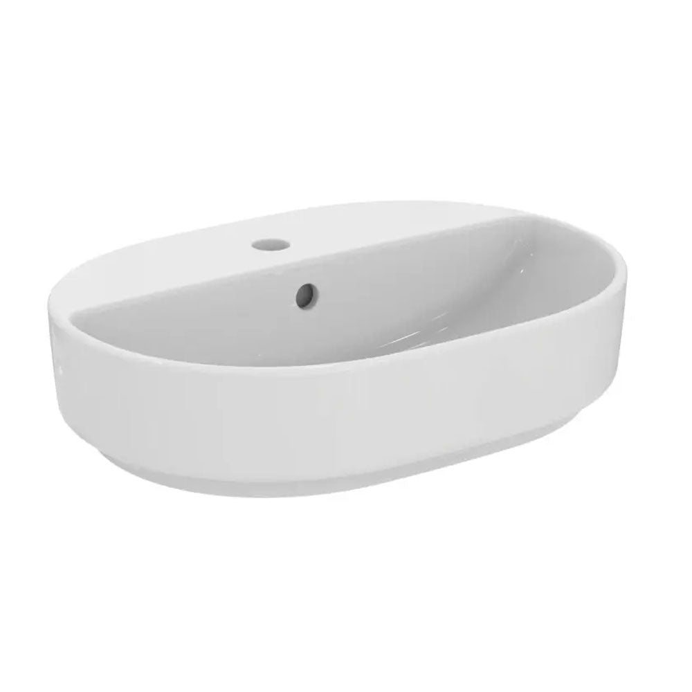 Lavabo d’appoggio ovale Ideal Standard i.Life O 55x40 cm con foro rubinetteria - Bianco lucido 2