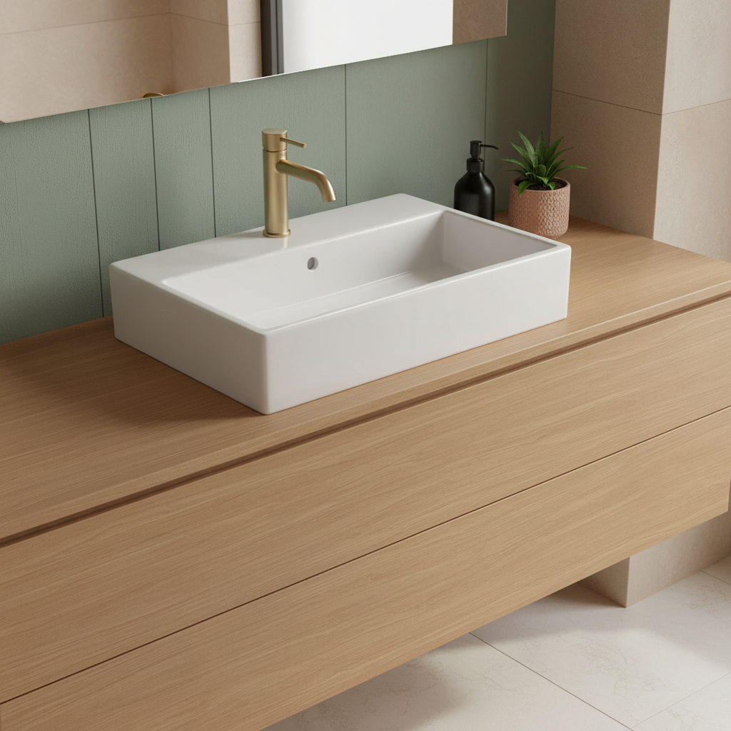Lavabo da appoggio rettangolare Ideal Standard i.life B 60x42 cm - Bianco lucido