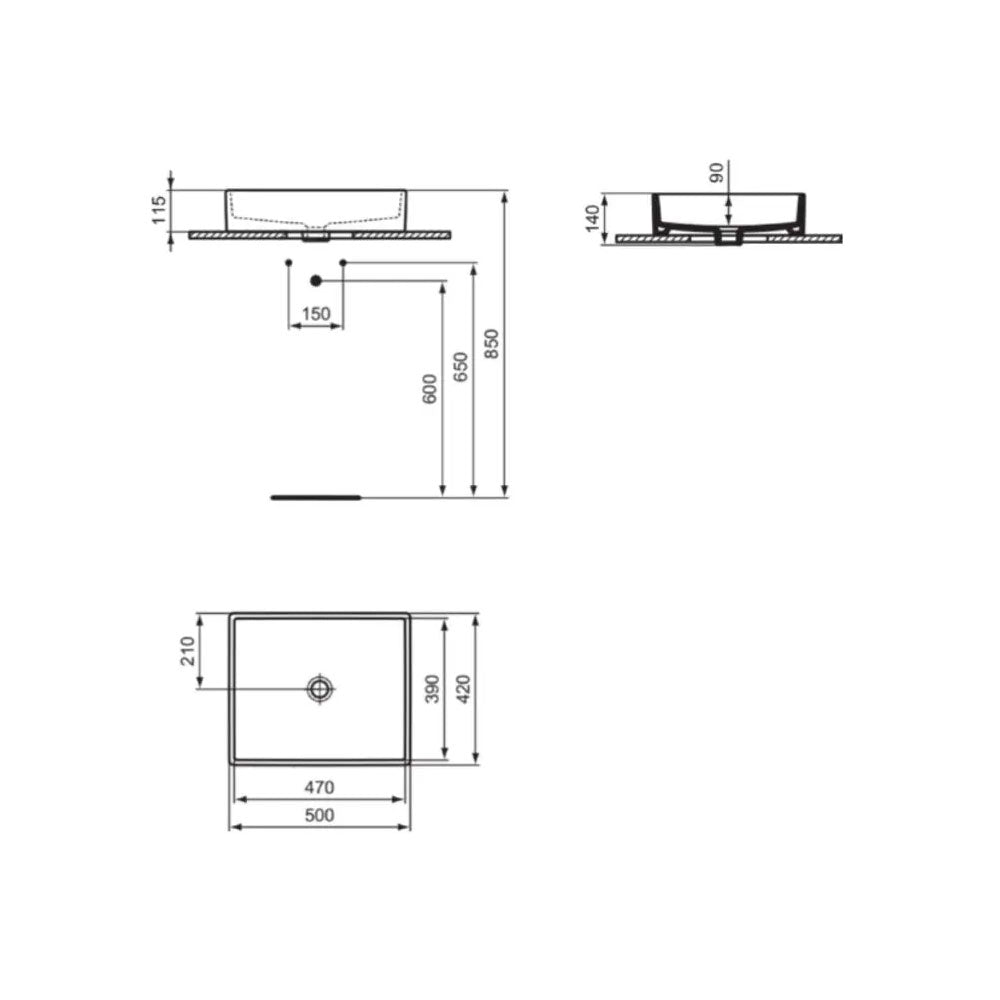 Lavabo da appoggio rettangolare Ideal Standard i.life B 50x42 cm - Bianco lucido 5