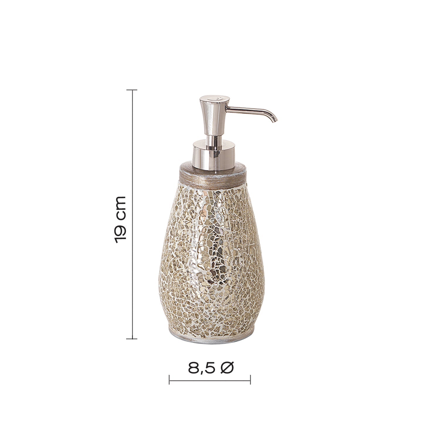  Dosasapone in ceramica e vetro con erogatore in plastica Gedy serie Myosotis - Crema/Oro