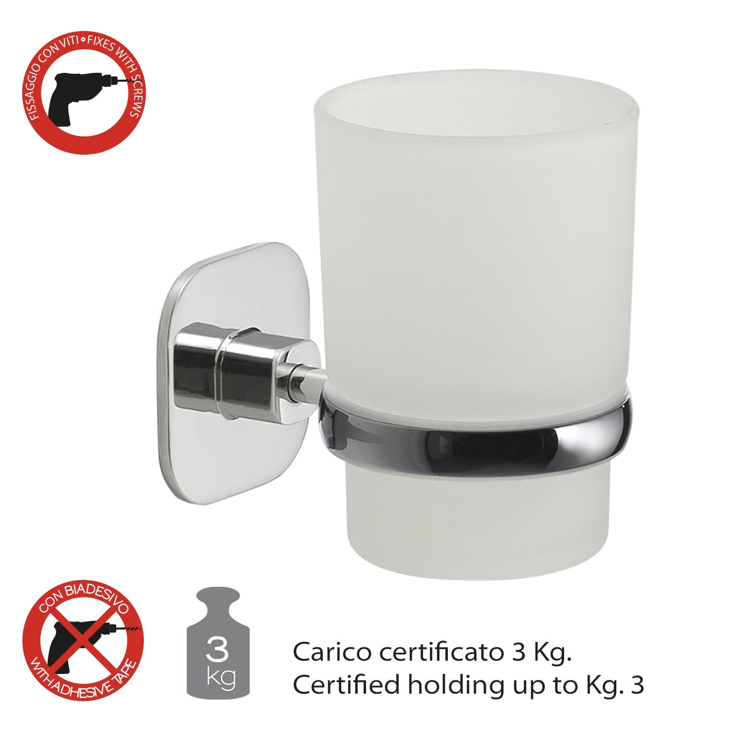  Portaspazzolini in acciaio inox e cromall Teide di Gedy - Cromato