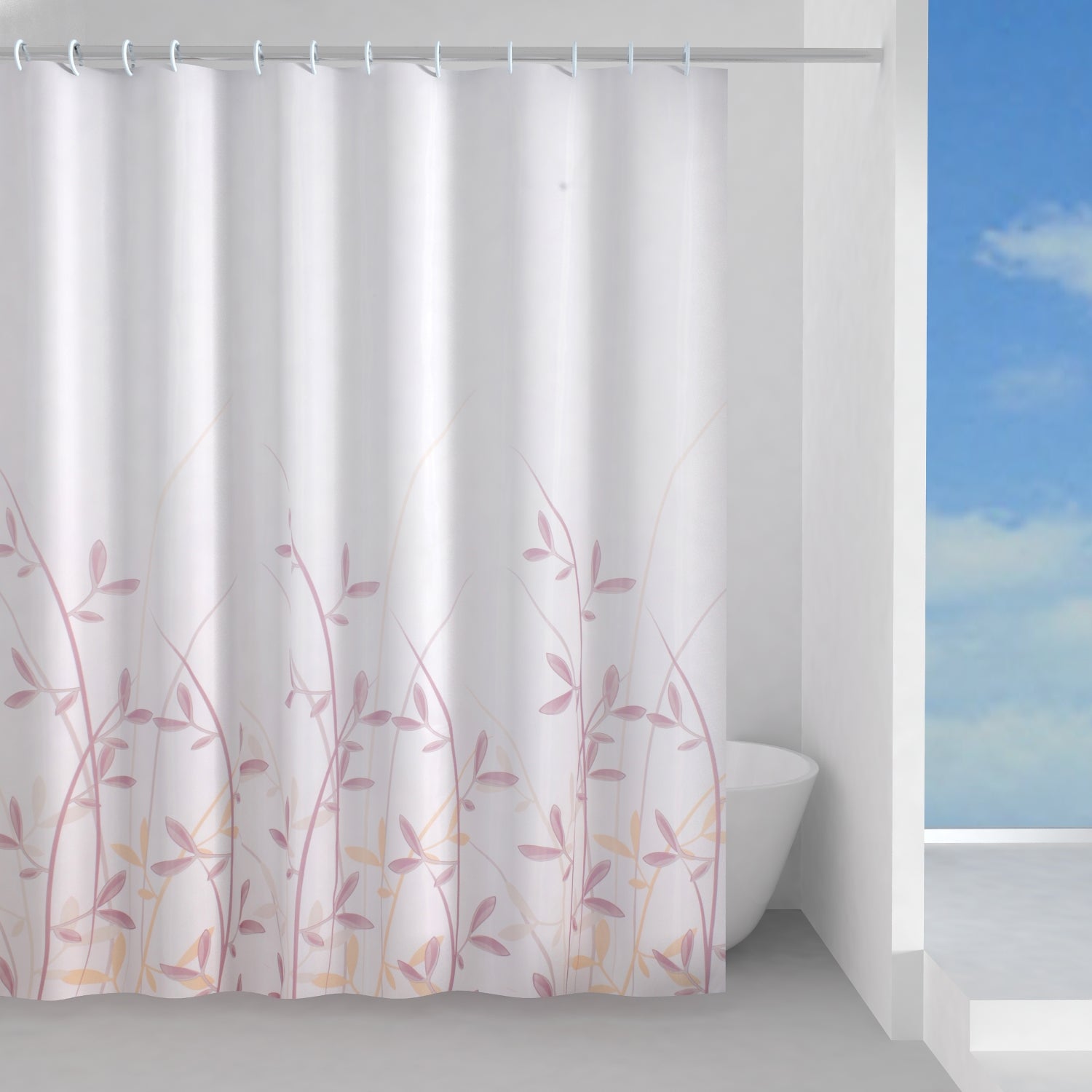 Tenda doccia in tessuto 120x200 cm modello Flora di Gedy - Rosa e Giallo by CeramicStore | Lo specialista del tuo bagno