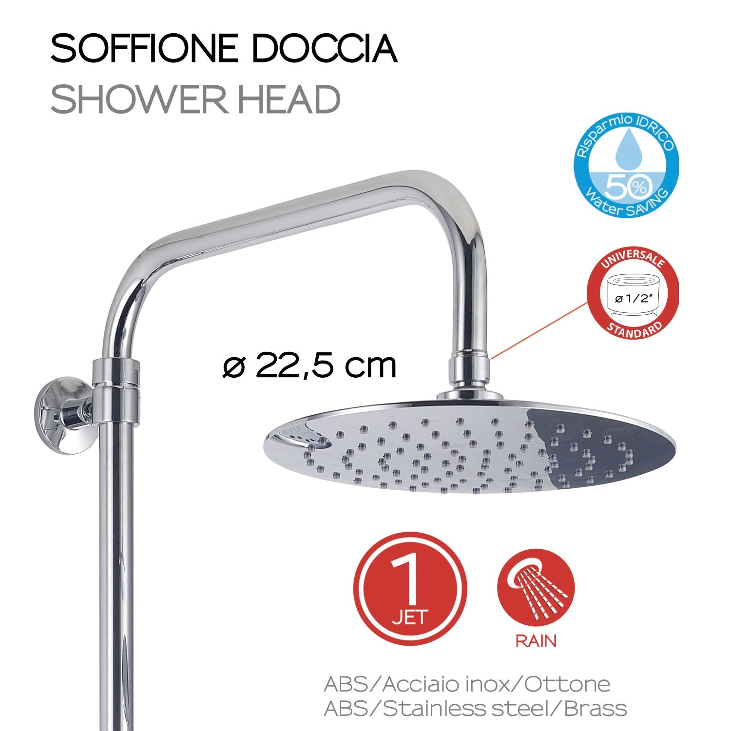 Colonna doccia con miscelatore a 4 getti e soffione modello Star Plus 00 di Gedy - Cromato by CeramicStore | Lo specialista del tuo bagno