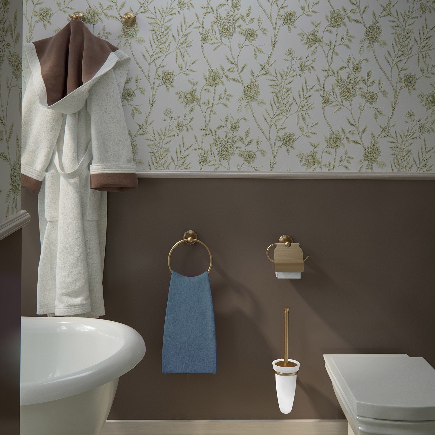  Scopino a parete con ciuffo in setole di Gedy serie Romance - Bronzo by CeramicStore | Lo specialista del tuo bagno