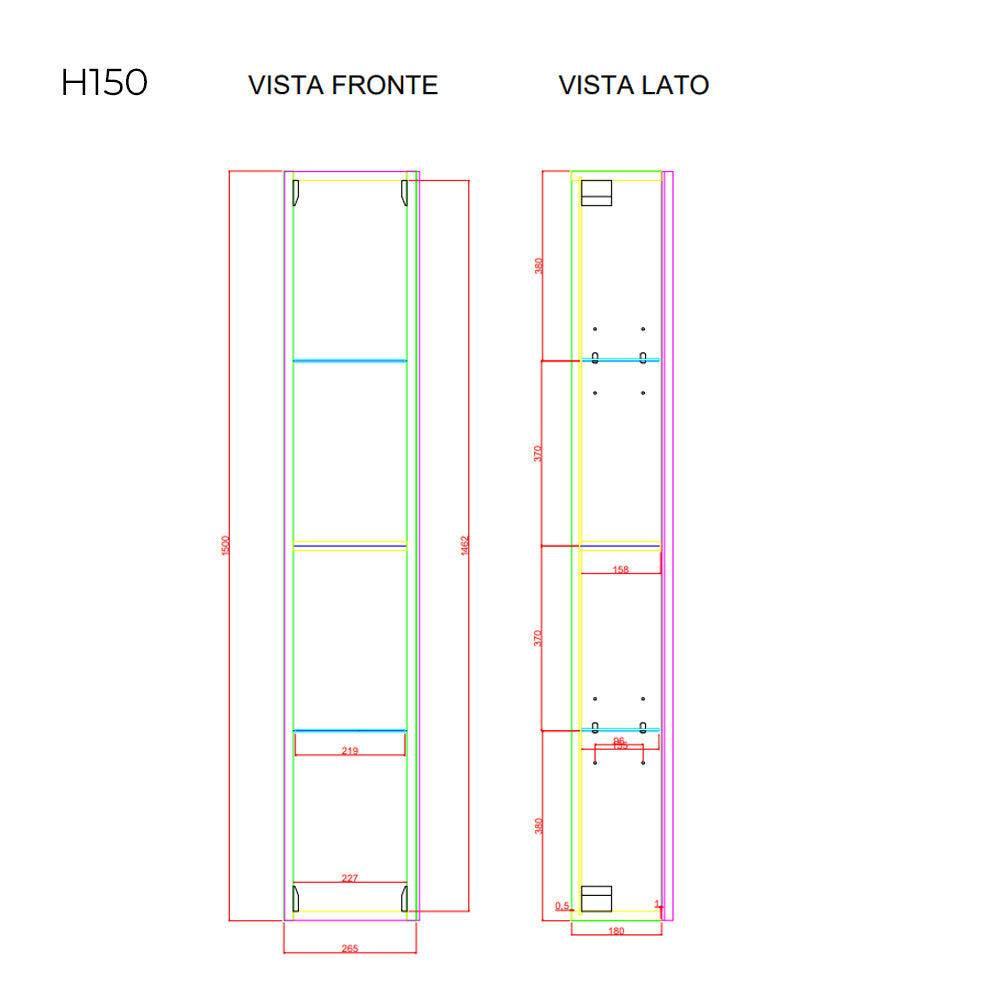 Colonna bagno sospesa Cubi&Co serie Zeus con anta reversibile - 150 cm 5